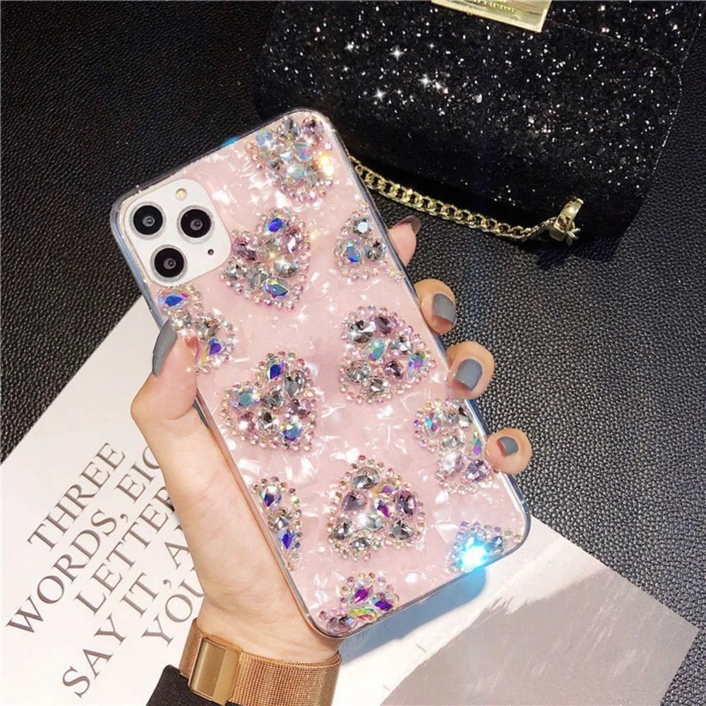 Pink bling crystal iphone X phone case